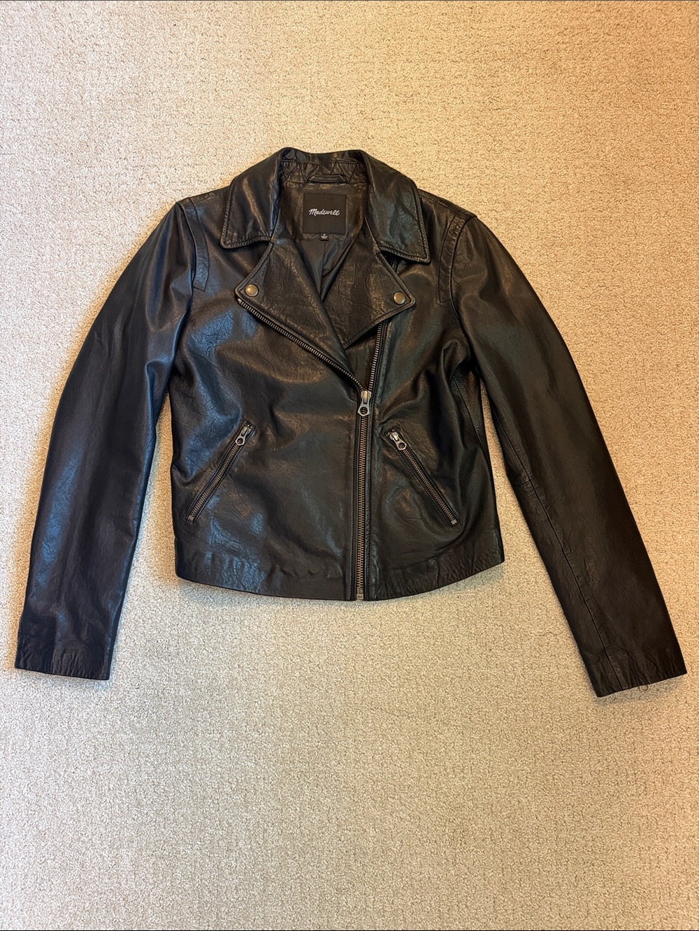 Madewell Black Leather Moto Jacket, Medium, Like New!